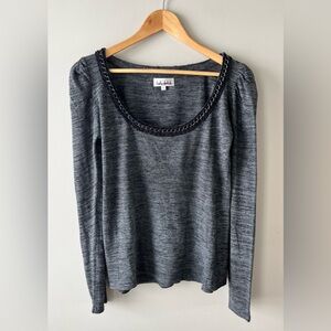 Lady Dutch Dark Grey Chain Trim Scoop Neck Top Size Large -grunge baddie edgy